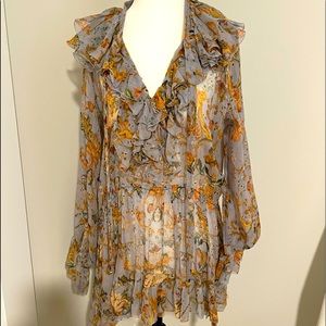 Zimmermann sheer floral tunic blouse M